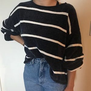 Striped chenille sweater